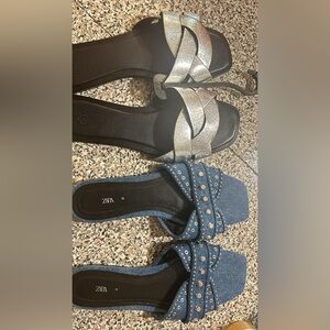 Silver slides from H&M size 8 brand new
Zara jean sandals worn once size 7